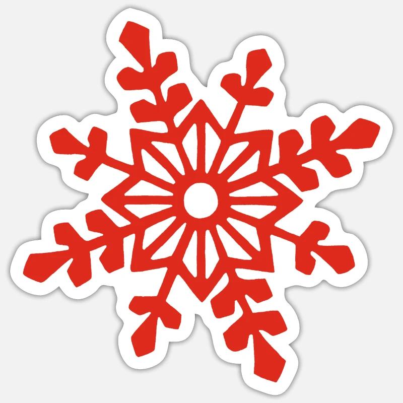 Red snowflake - Sticker size S (10 x 10 cm) - white matte