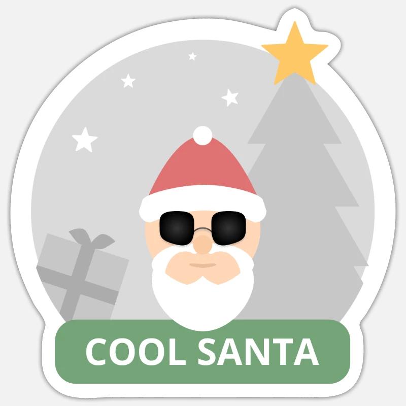 Père Noël cool - Sticker taille S (10 x 10 cm) - blanc mat