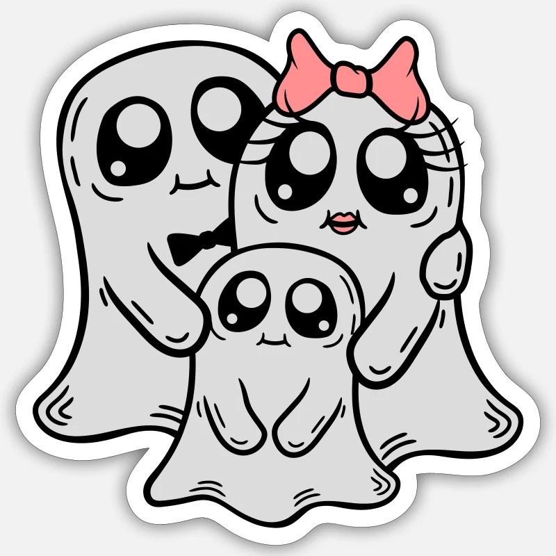 Child Parents Ghosts Couple - Sticker size S (10 x 10 cm) - white matte