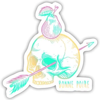 Skull pear yellow - Sticker taille S (10 x 10 cm) - blanc mat - Devant