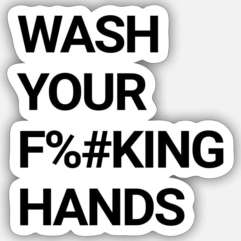 Lavez-vous les mains (couleur changeable) - Sticker taille S (10 x 10 cm) - blanc mat