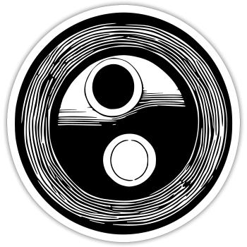 Yin Yang Signe Symbole Paix Bonheur Vecteur 12 - Sticker taille S (10 x 10 cm) - blanc mat - Devant