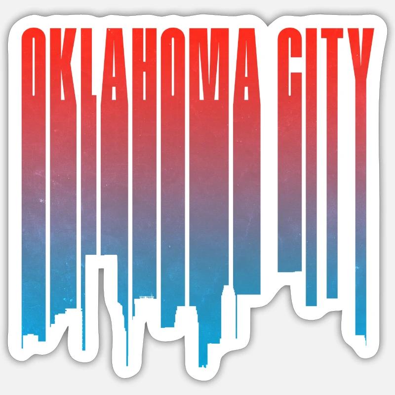 Oklahoma City Skyline Gradient - Sticker size S (10 x 10 cm) - white matte