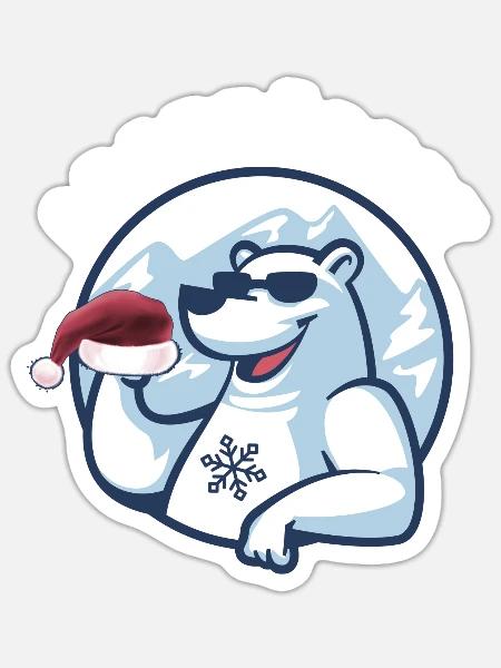 Eisbader cooler Winterschwimmer abgehärtet - Sticker Größe S (10 x 10 cm) - Mattweiß