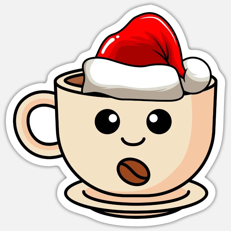 Café Noël BD Noël - Sticker taille S (10 x 10 cm) - blanc mat