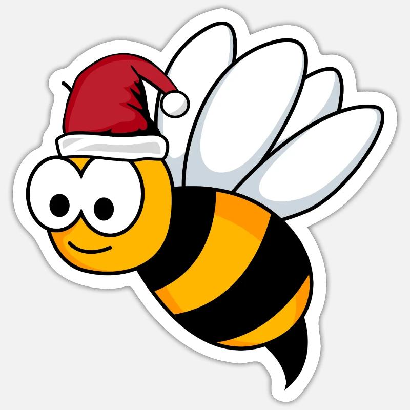 Honey Bee Comic Christmas - Sticker size S (10 x 10 cm) - white matte
