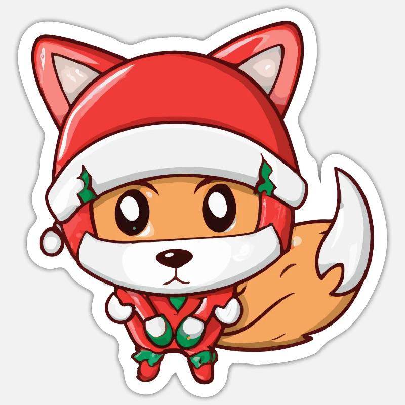 Fuchs Weihnachtsmann Weihnachten Geschenkidee Sticker Größe S (10 x 10 cm)