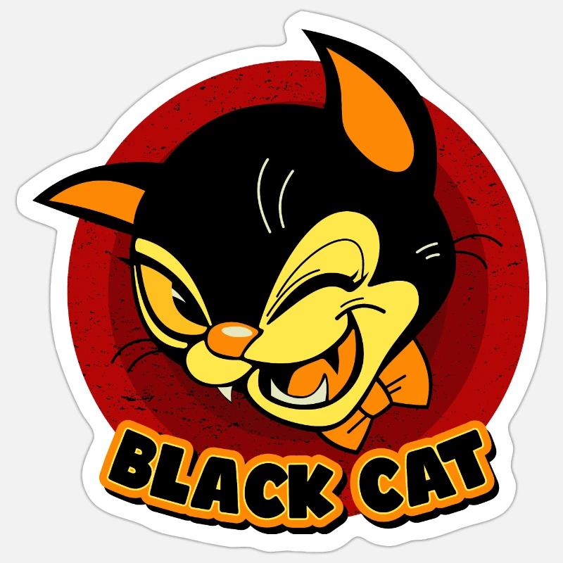 Chat noir intelligent - Sticker taille S (10 x 10 cm) - blanc mat