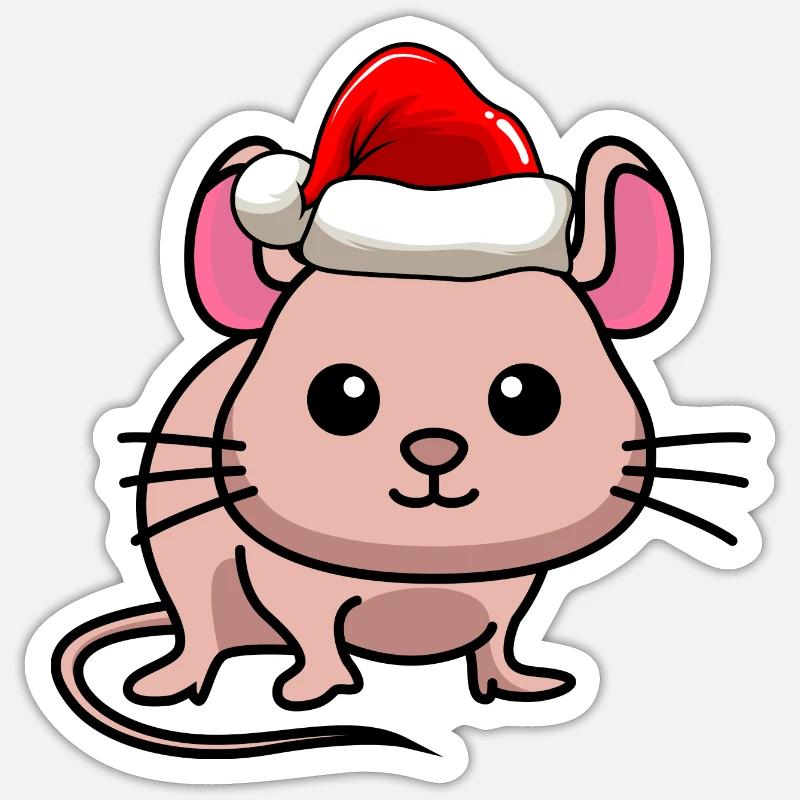Maus Comic Weihnachten - Sticker Größe S (10 x 10 cm) - Mattweiß