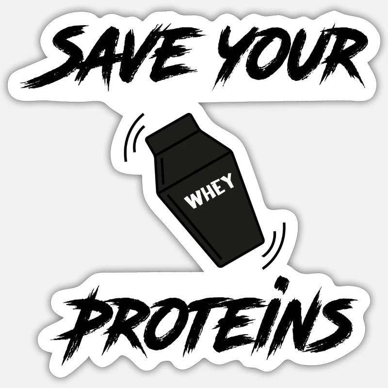 Save your proteins - Sticker Größe S (10 x 10 cm) - Mattweiß