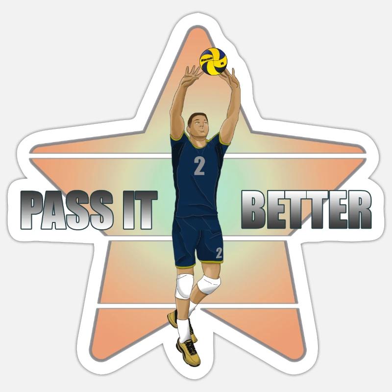 Volleyball - Sticker Größe S (10 x 10 cm) - Mattweiß