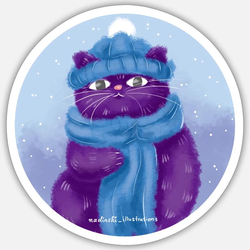 Bonnet de chat - Sticker taille S (10 x 10 cm) - blanc mat