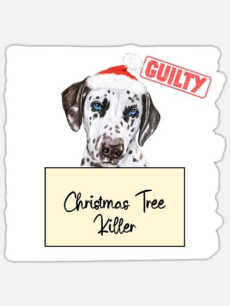 Weihnachtsbaum Umschubser Dalmatiner - Sticker Größe S (10 x 10 cm) - Mattweiß
