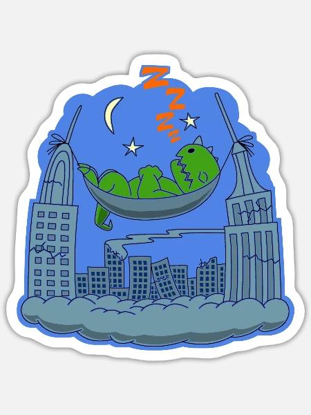 Das Monster macht Pause - Sticker Größe S (10 x 10 cm) - Mattweiß