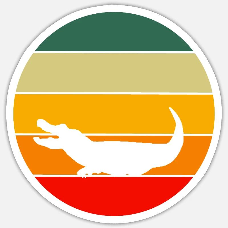 Crocodile rétro - Sticker taille S (10 x 10 cm) - blanc mat
