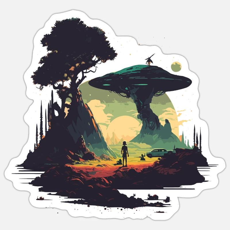 Drôle d’extraterrestre - Sticker taille S (10 x 10 cm) - blanc mat