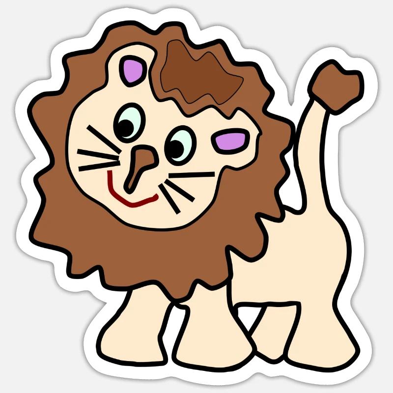 Cute funny brown lion - Sticker size S (10 x 10 cm) - white matte