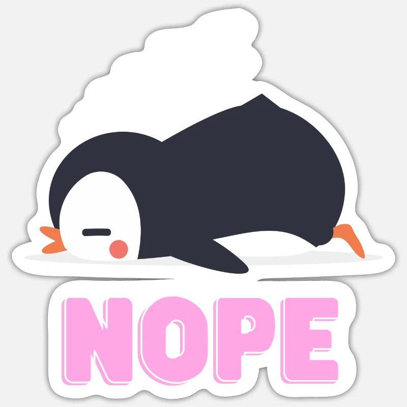 Nope - Sleeping Penguin - Sticker size S (10 x 10 cm) - white matte