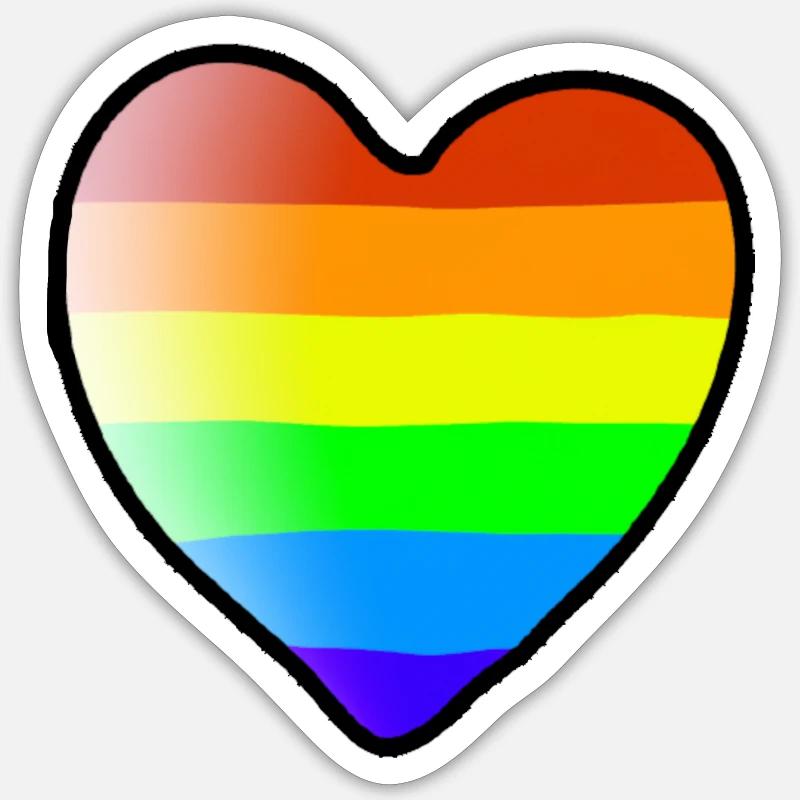 Regenbogen Herz bunt Geschenkidee LGBT - Sticker Größe S (10 x 10 cm) - Mattweiß