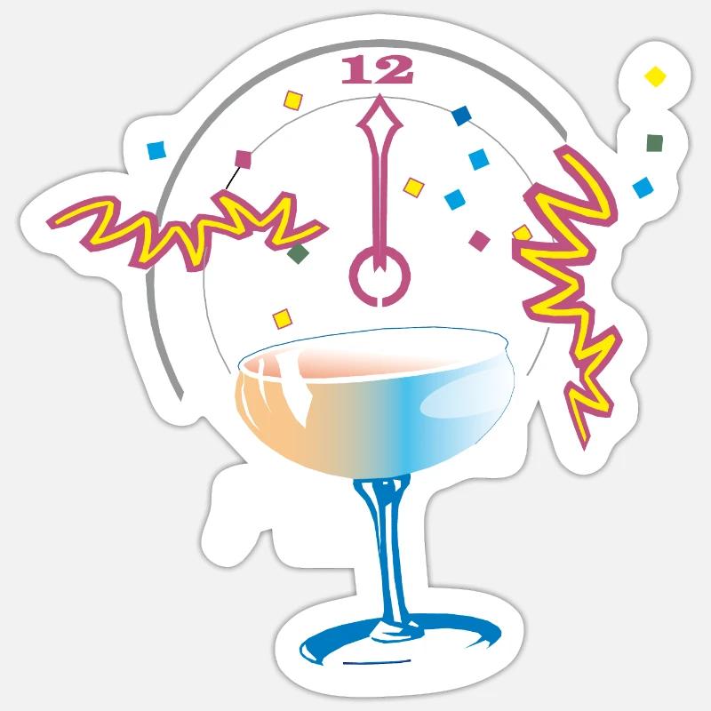 Neujahr Anstossen Konfetti - Sticker Größe S (10 x 10 cm) - Mattweiß