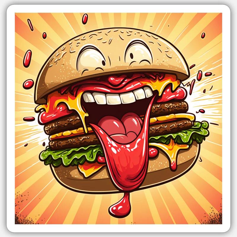 Crazy Burger Sticker size S (10 x 10 cm)