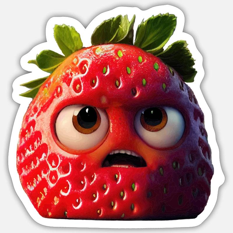 Grumpy Strawberry - Sticker size S (10 x 10 cm) - white matte