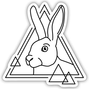 Lapin en forme géométrique - conception d’art au trait - Sticker taille S (10 x 10 cm) - blanc mat - Devant