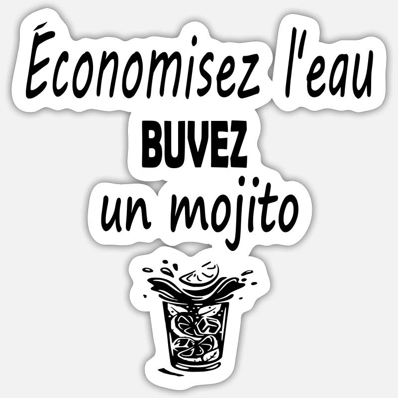 mojito apéro mojito - Sticker taille S (10 x 10 cm) - blanc mat