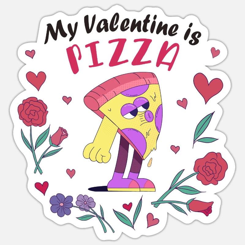 Mein Valentin ist Pizza - Sticker Größe S (10 x 10 cm) - Mattweiß