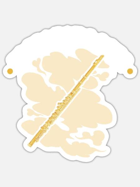 Transverse Flute, Trebleshooter, Funny Flutist - Sticker Größe S (10 x 10 cm) - Mattweiß