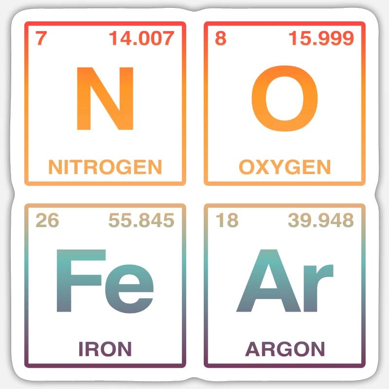 NO FEAR - with elements of the perdiode system Sticker size S (10 x 10 cm)