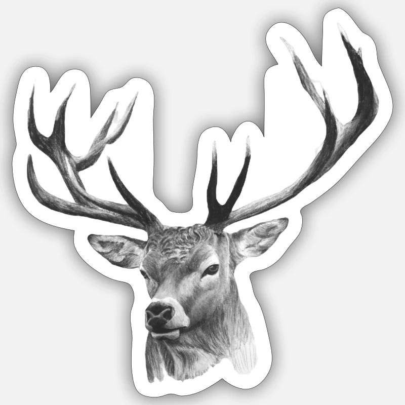 Cerf - Sticker taille S (10 x 10 cm) - blanc mat