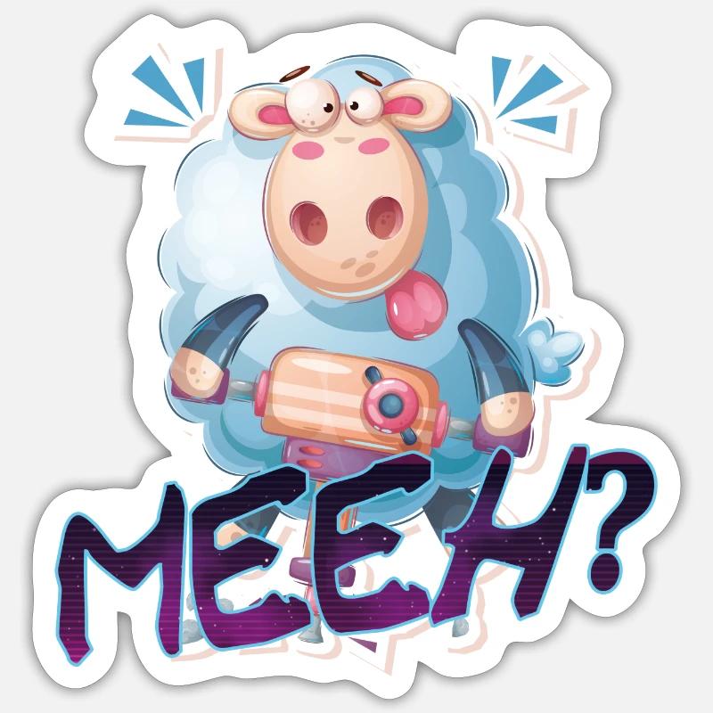 crazy sheep on Spring device Sticker size S (10 x 10 cm)
