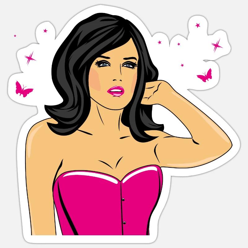Beautiful brunette - Sticker size S (10 x 10 cm) - white matte