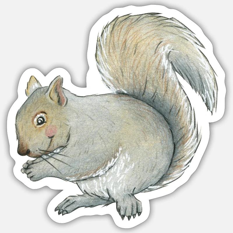 écureuil gris - Sticker taille S (10 x 10 cm) - blanc mat