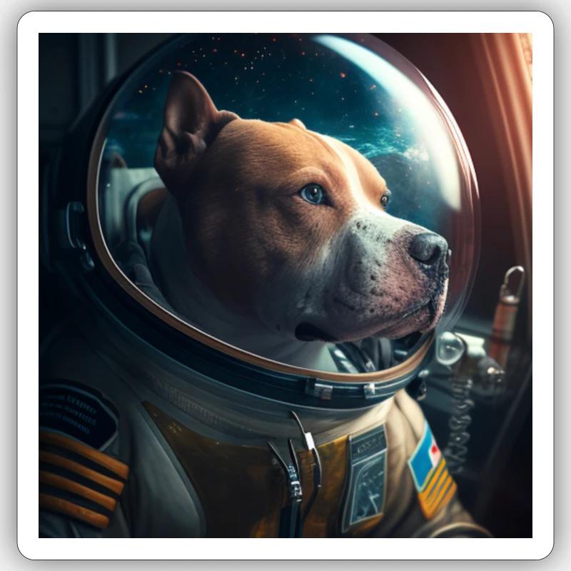 PitBull astronaut - Sticker size S (10 x 10 cm) - white matte