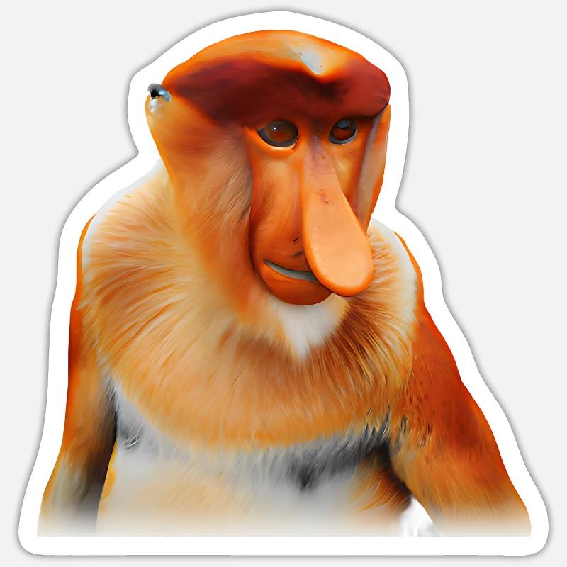 The exotic proboscis monkey - Sticker size S (10 x 10 cm) - white matte