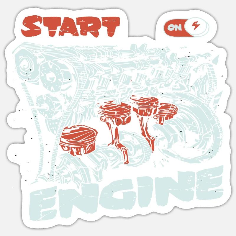 Starte den Motor - Sticker Größe S (10 x 10 cm) - Mattweiß