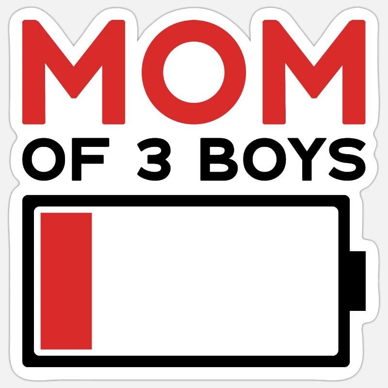 MAMAN DE 3 GARÇONS - Sticker taille S (10 x 10 cm) - blanc mat