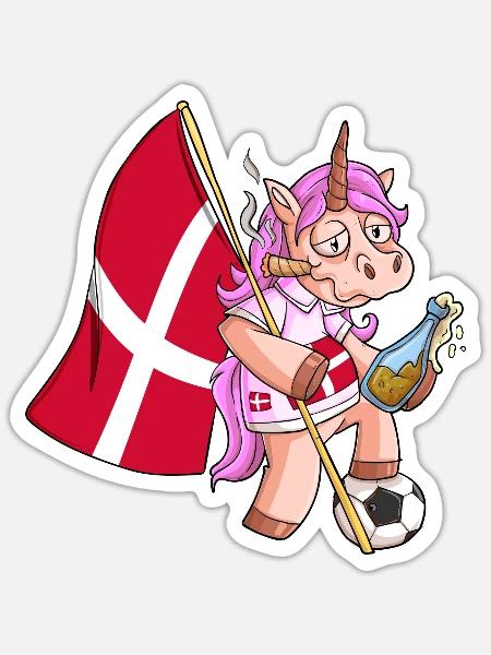 Dänisches Party Einhorn - Sticker Größe S (10 x 10 cm) - Mattweiß