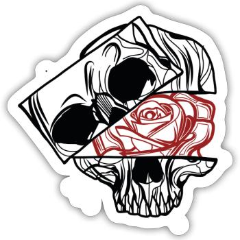 Skull & Rose // Schädel // Illustration - Sticker size S (10 x 10 cm) - white matte - Front