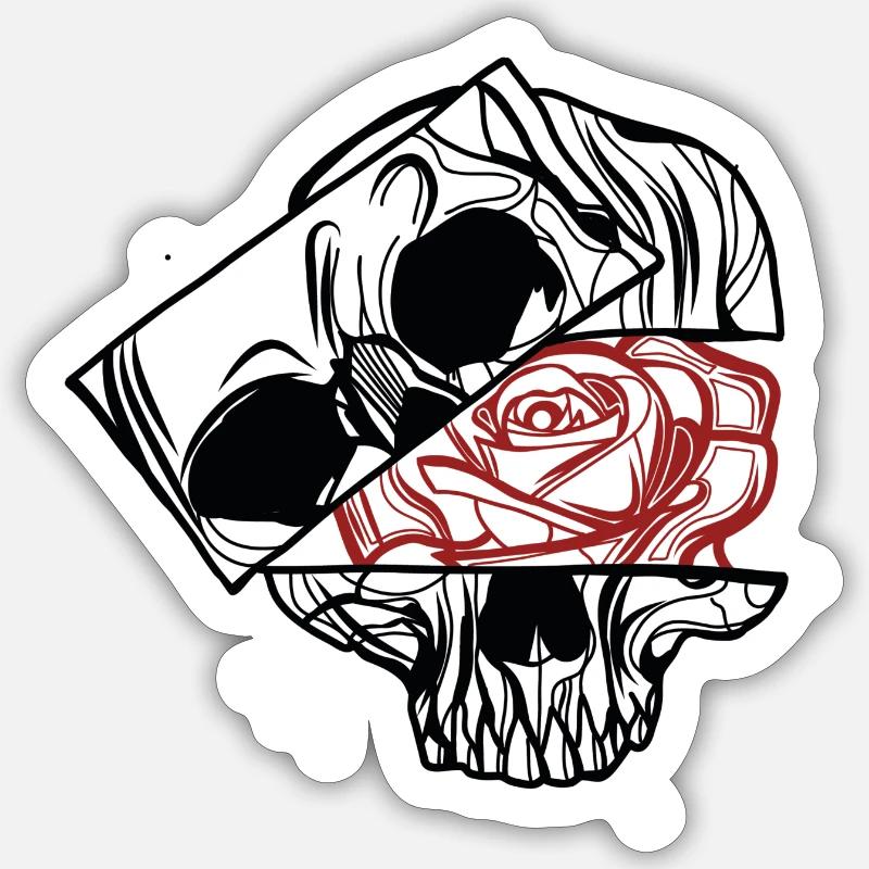 Skull & Rose // Schädel // Illustration Sticker taille S (10 x 10 cm)