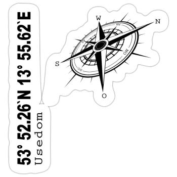 Usedom - Sticker Größe S (10 x 10 cm) - Mattweiß - Vorne