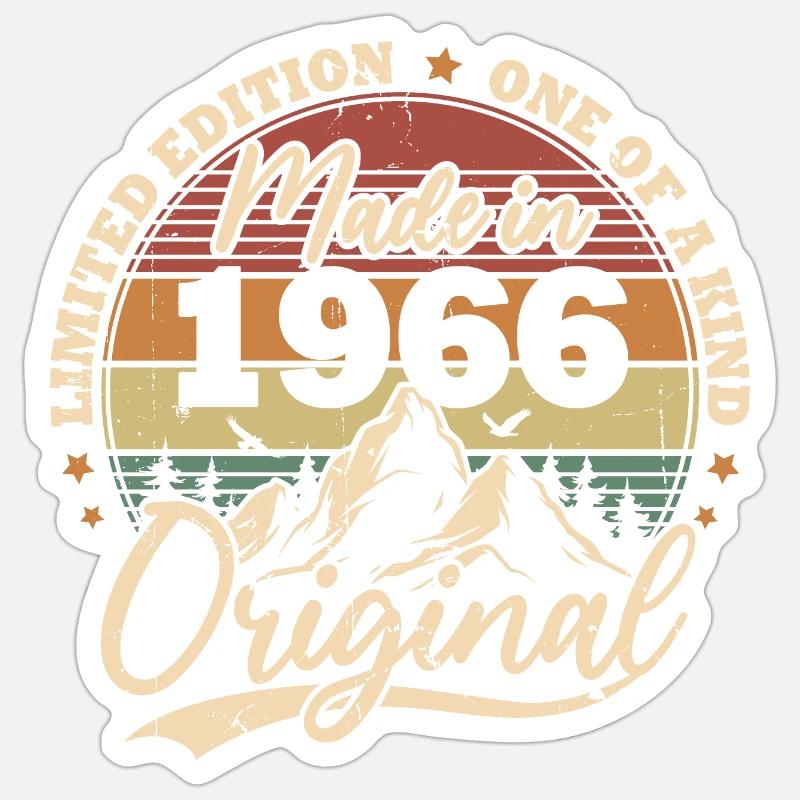 Original 1966 Vintage Retro Geburtstagsgeschenk - Sticker Größe S (10 x 10 cm) - Mattweiß