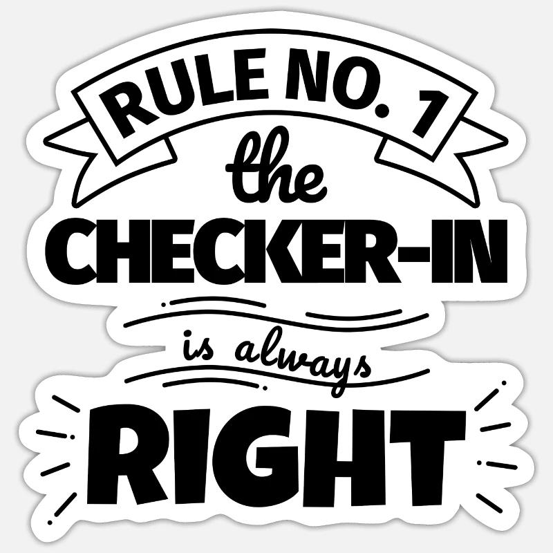 CHECKER-IN funny gift - Sticker size S (10 x 10 cm) - white matte