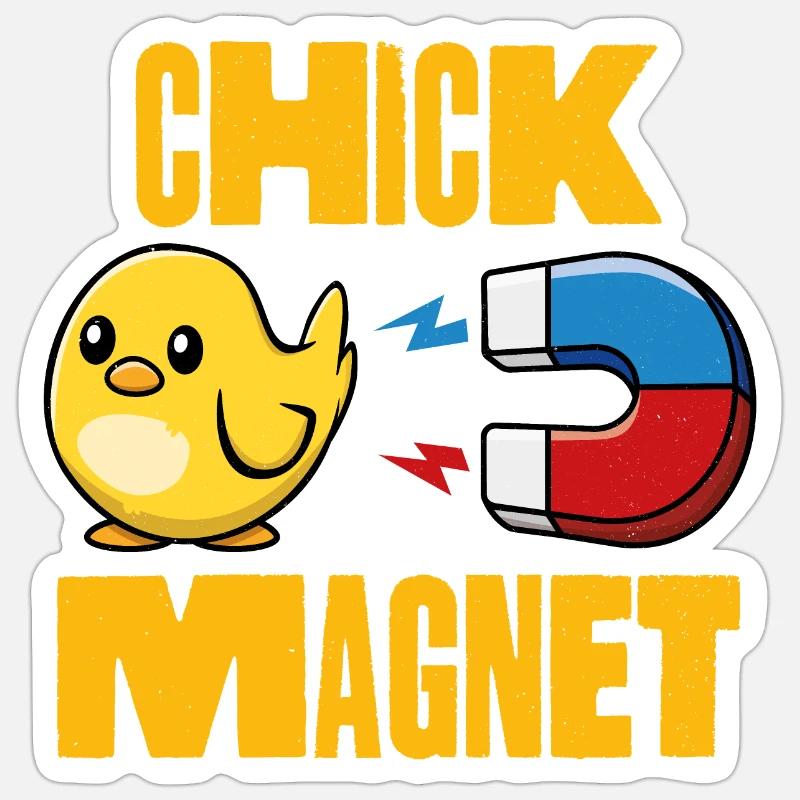 Aimant de poussin - Sticker taille S (10 x 10 cm) - blanc mat