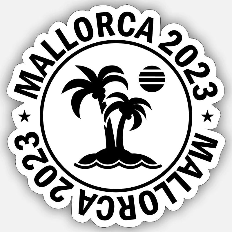 Majorque 2023 Palm - Sticker taille S (10 x 10 cm) - blanc mat