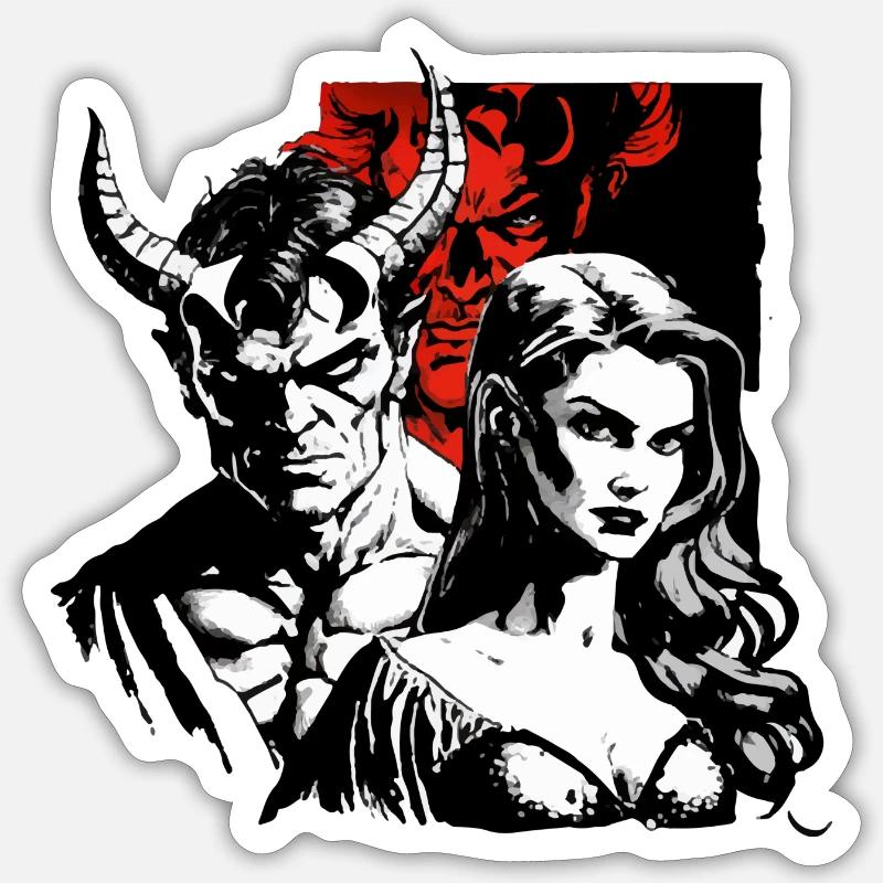 The Devil and the Witch Sticker size S (10 x 10 cm)