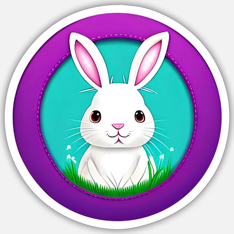 White Hare Rabbit Sticker size S (10 x 10 cm)