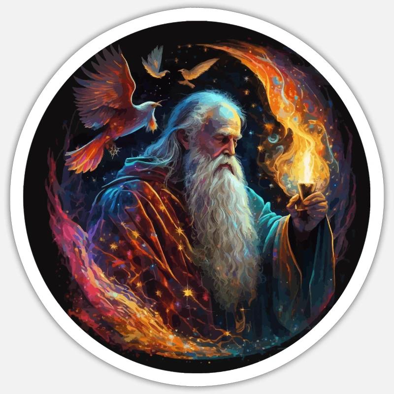 Zauberer Merlin Geschenk - Sticker Größe S (10 x 10 cm) - Mattweiß